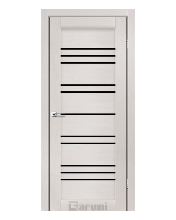 Двері міжкімнатні Darumi Doors в зборі з коробкою і фурнітурою Versal дуб ольс Чорне скло Ламінатин