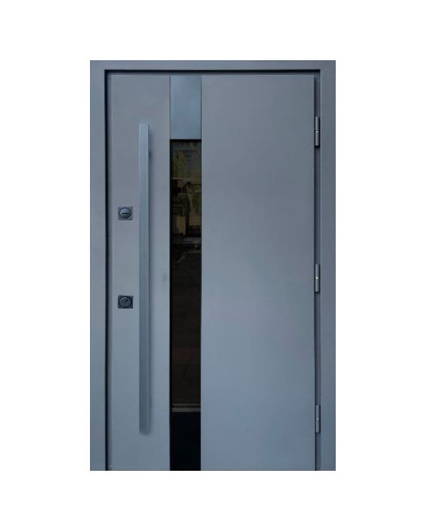 Двері вхідні Qdoors Стронг Термікс антрацит / білий атлас довга ручка