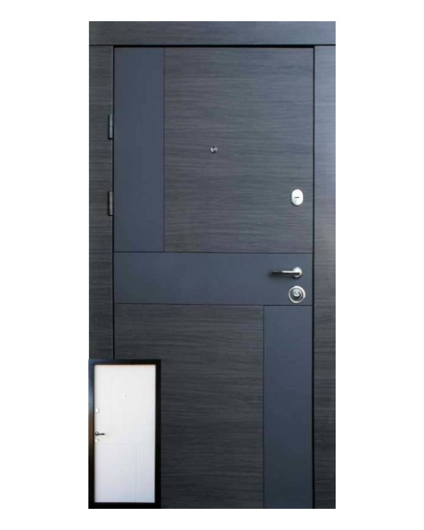 Двері вхідні Qdoors Преміум Стиль-М венге сірий горизонт / біле дерево