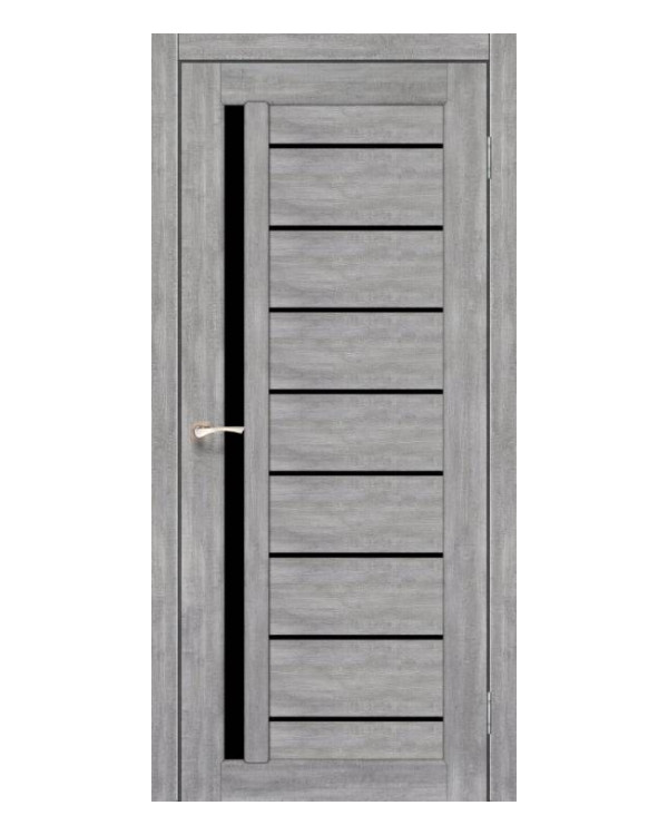 Двері міжкімнатні Korfad Venecia Deluxe VND-02 Еш-вайт Чорне скло